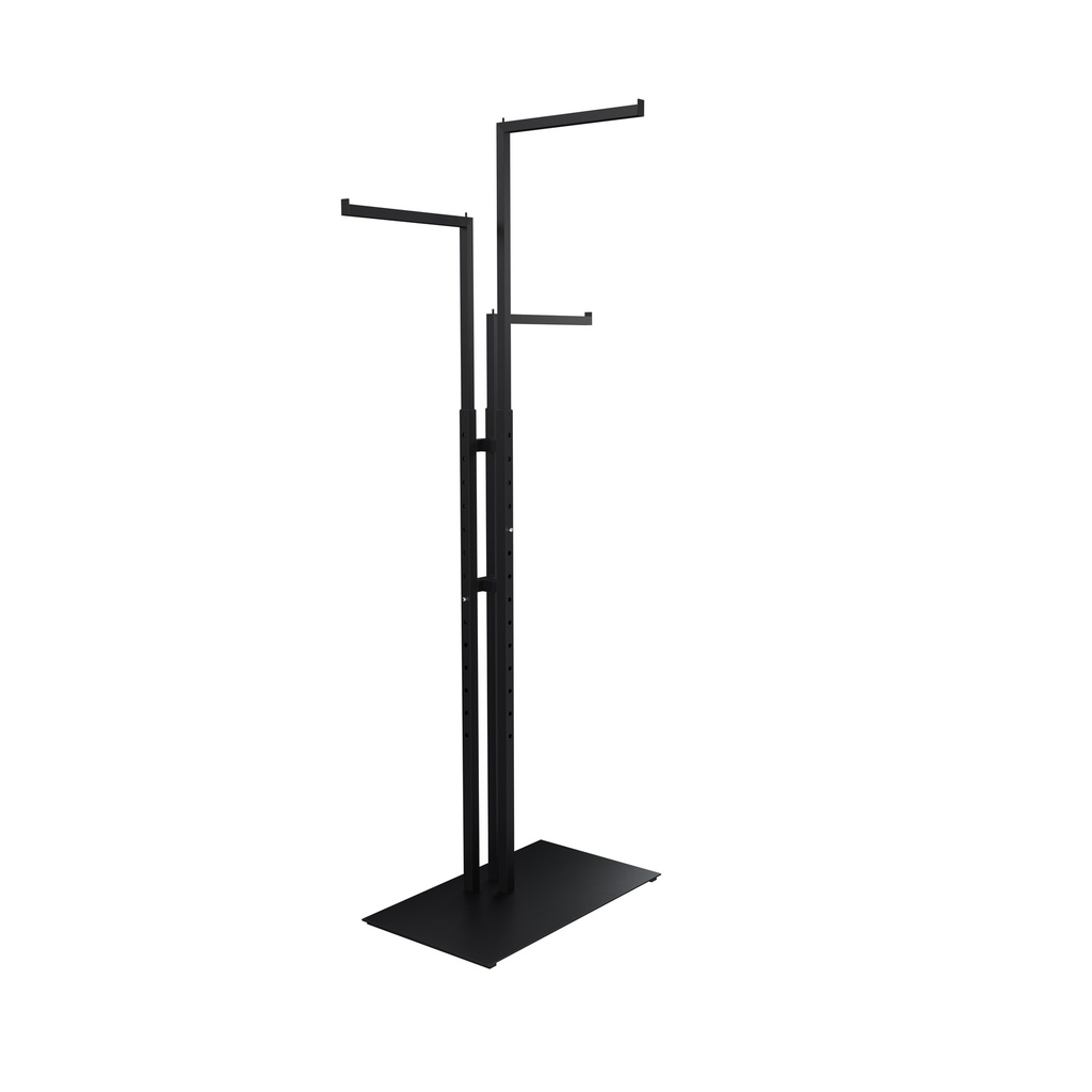 BINK - Garment rack with 3 adjustable arms, 110-175 cm, black structured powder coating