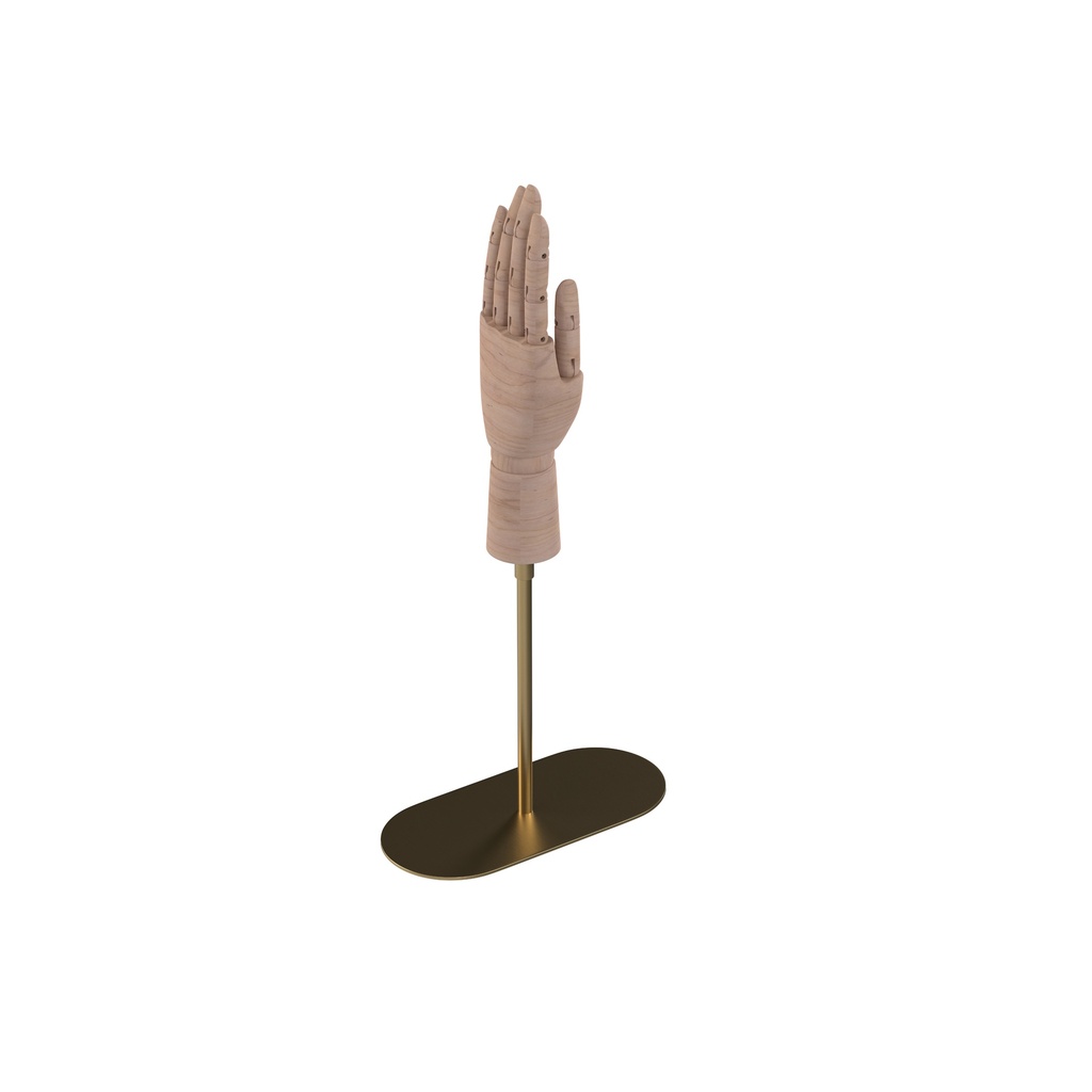 BINK - Movable left ladies’ hand on base, adjustable height, in gold-coloured brushed steel