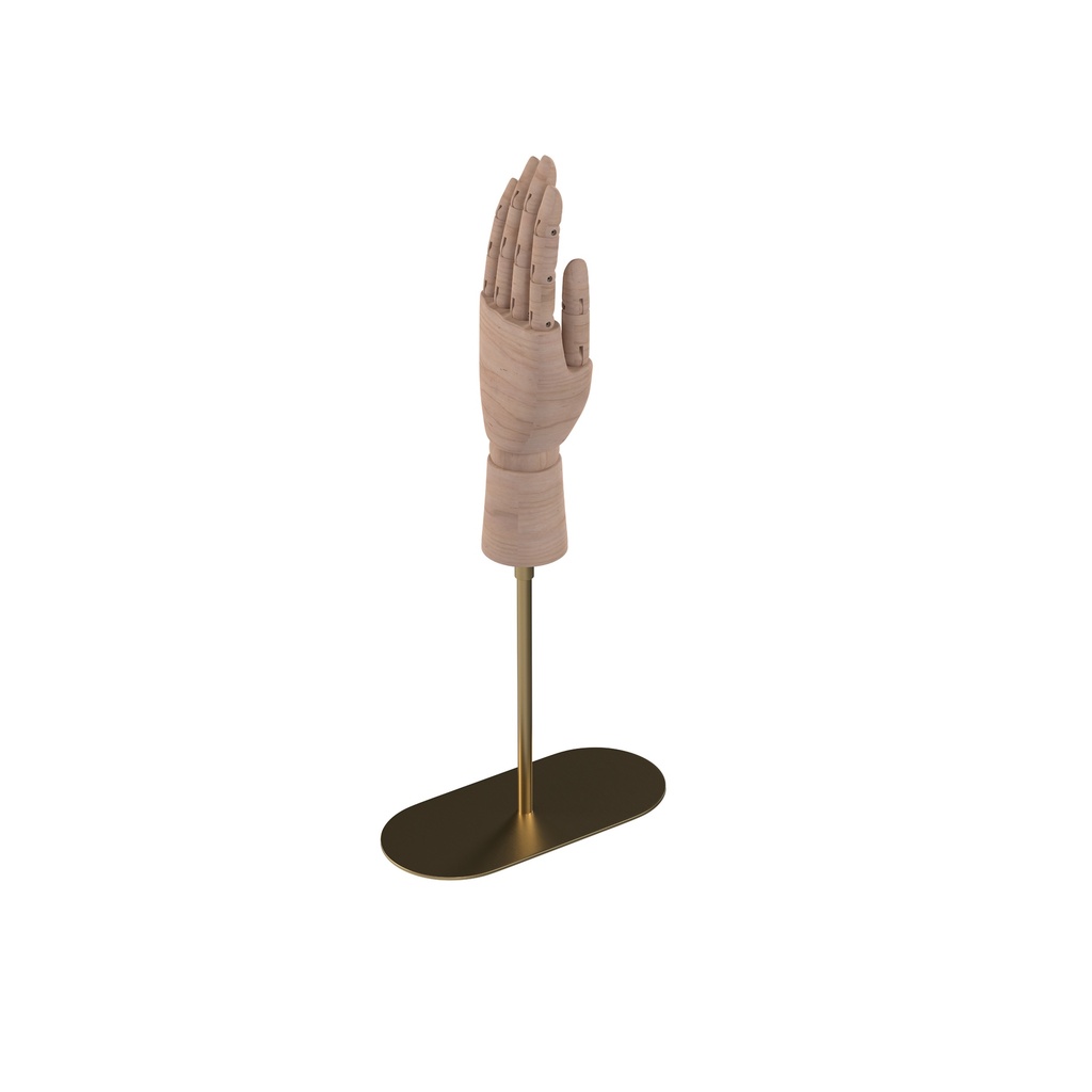 BINK - Movable left male hand on base, adjustable height, in gold-coloured brushed steel