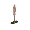 Movable left male hand on base, adjustable height, in gold-coloured brushed steel