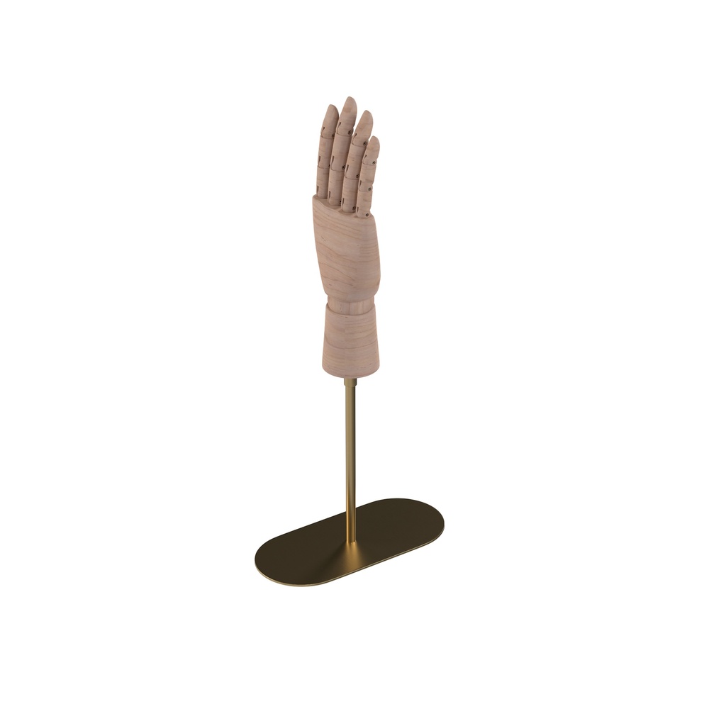 BINK - Movable right male hand on base, adjustable height, in gold-coloured brushed steel
