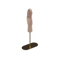 Movable right male hand on base, adjustable height, in gold-coloured brushed steel