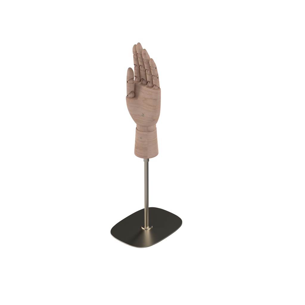 BINK - Movable left male hand on base, adjustable height, in brushed steel