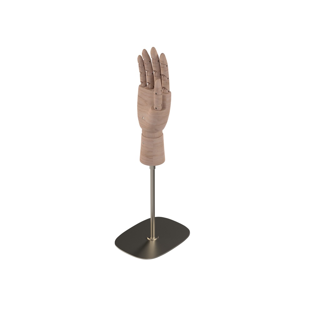 BINK - Movable right male hand on base, adjustable height, in brushed steel