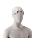 Abstract men's head with stylised hair, middle part, light grey colour