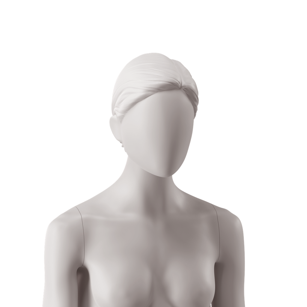 BINK - Abstract woman's head with stylised hair, low ponytail, light grey colour