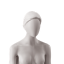 Abstract woman's head with stylised hair, low ponytail, light grey colour