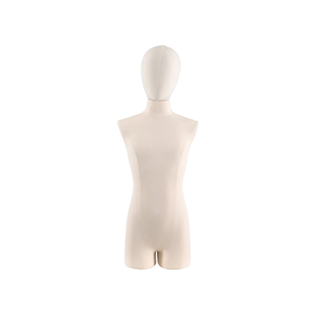 BINK - Dress form with legs, child, 12 years, covered with ecru woven fabric, removable abstract head