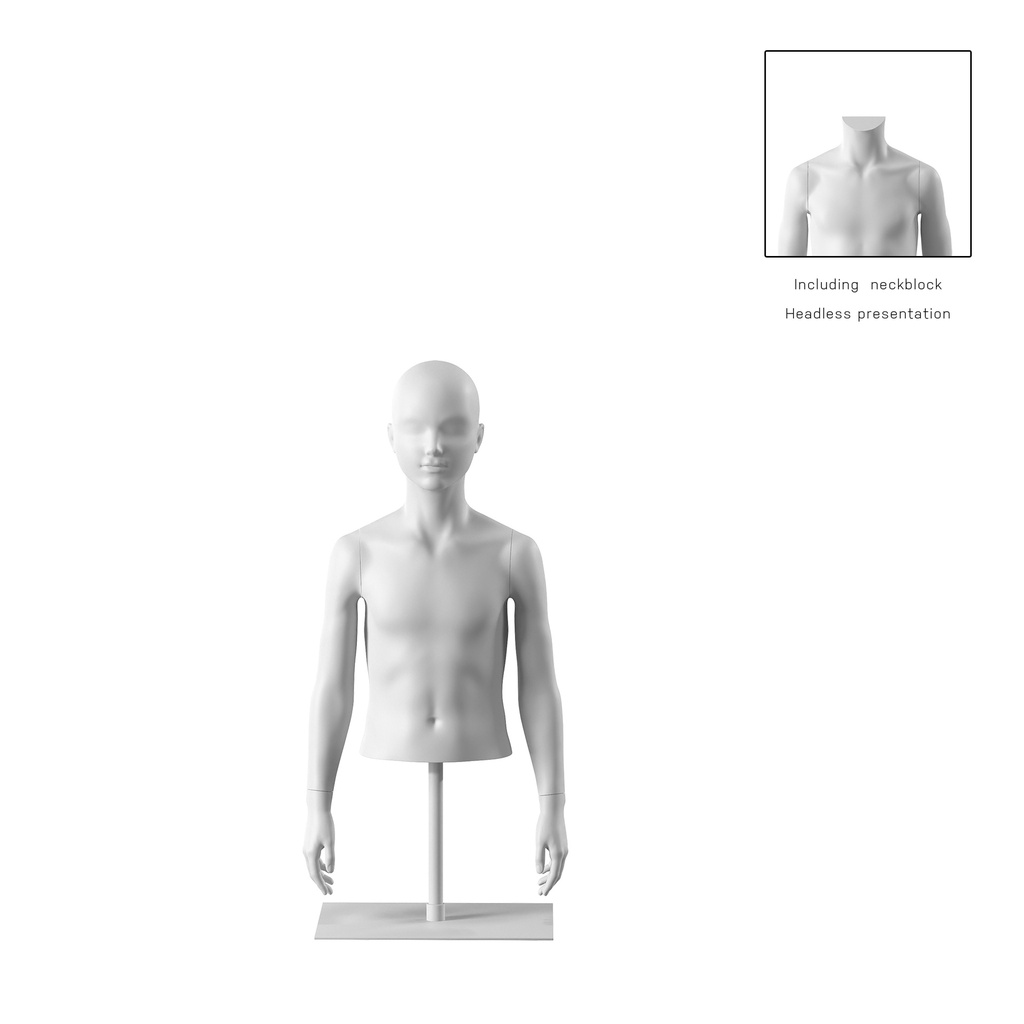 BINK - Child bust on stand, 8 years, abstract head, white, pose 408