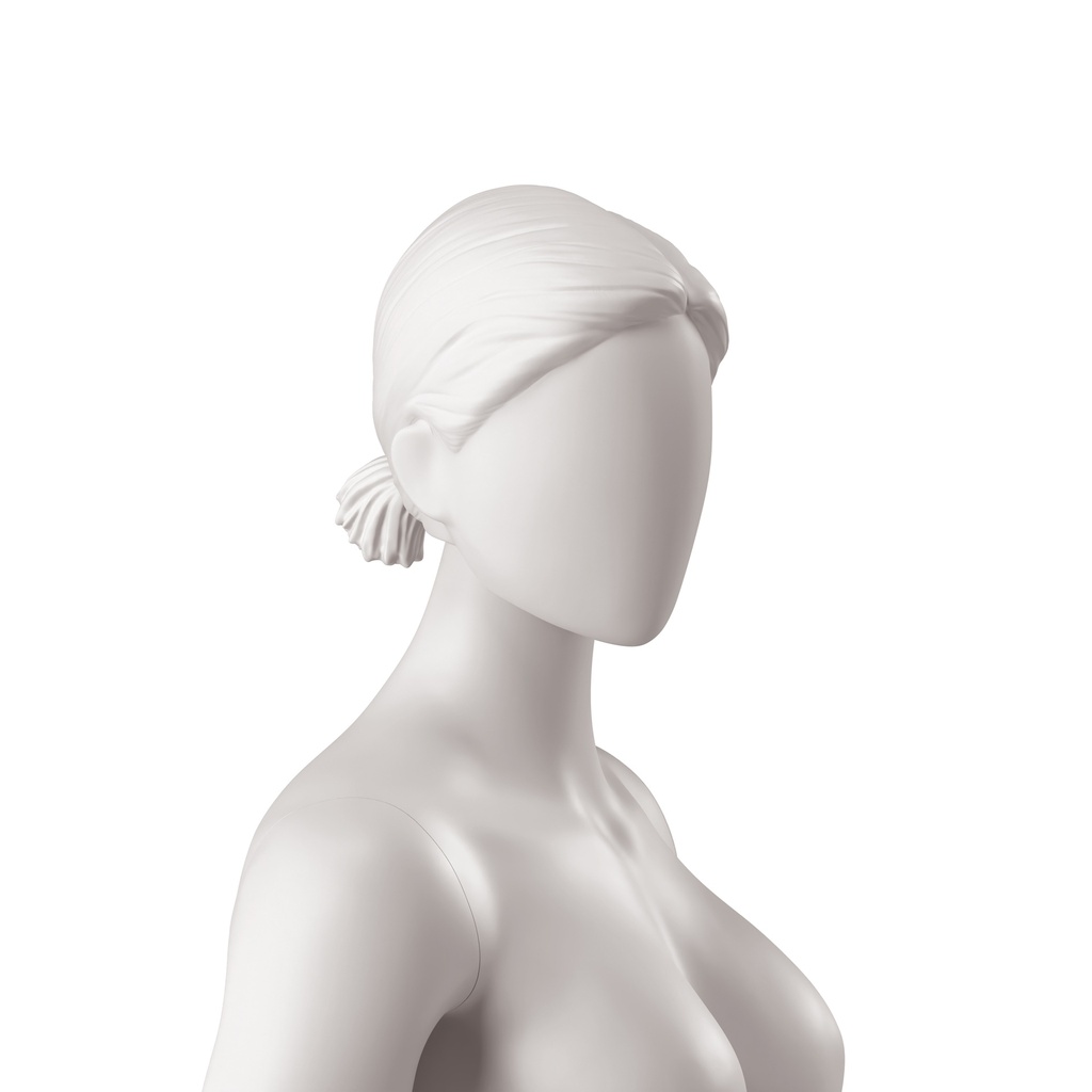 BINK - Tête de femme abstraite avec queue de cheval basse style, coleur gris clair (t44)