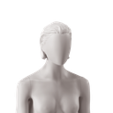 Abstract woman's head with stylised hair slicked back, light grey colour