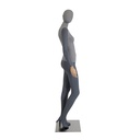 Female mannequin, covered in fabric, gray, with wooden hands, metal base