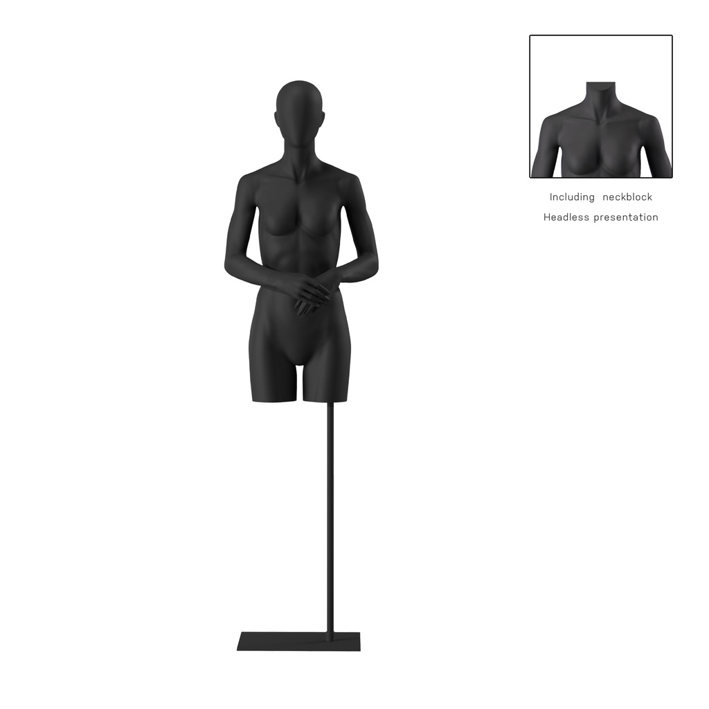 BINK - Female torso on stand, abstract head, black, pose 002