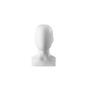 Display with abstract child's egghead for accessories, white matt