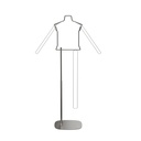 Minimalistic frame with arms and leg for women's clothing, size EU36, including stand, brushed stainless steel