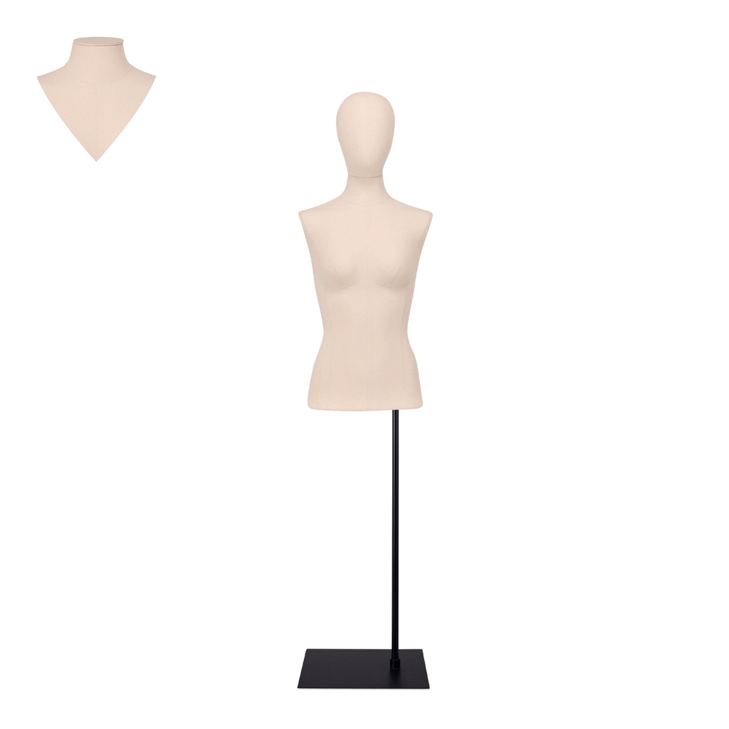 BINK - For rent, female dressform without legs, ecru - EU36, on a black stand