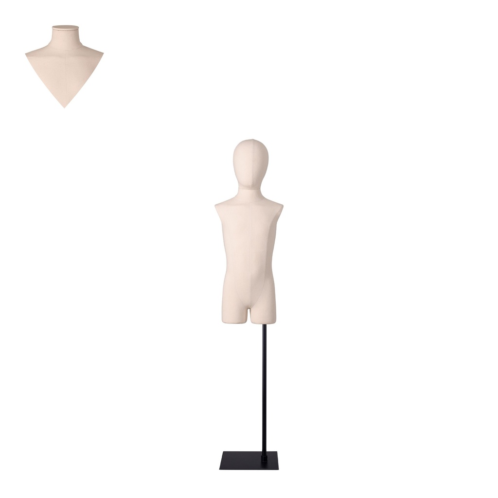 BINK - For rent, child dressform with legs ecru - 4 years, on a black stand 