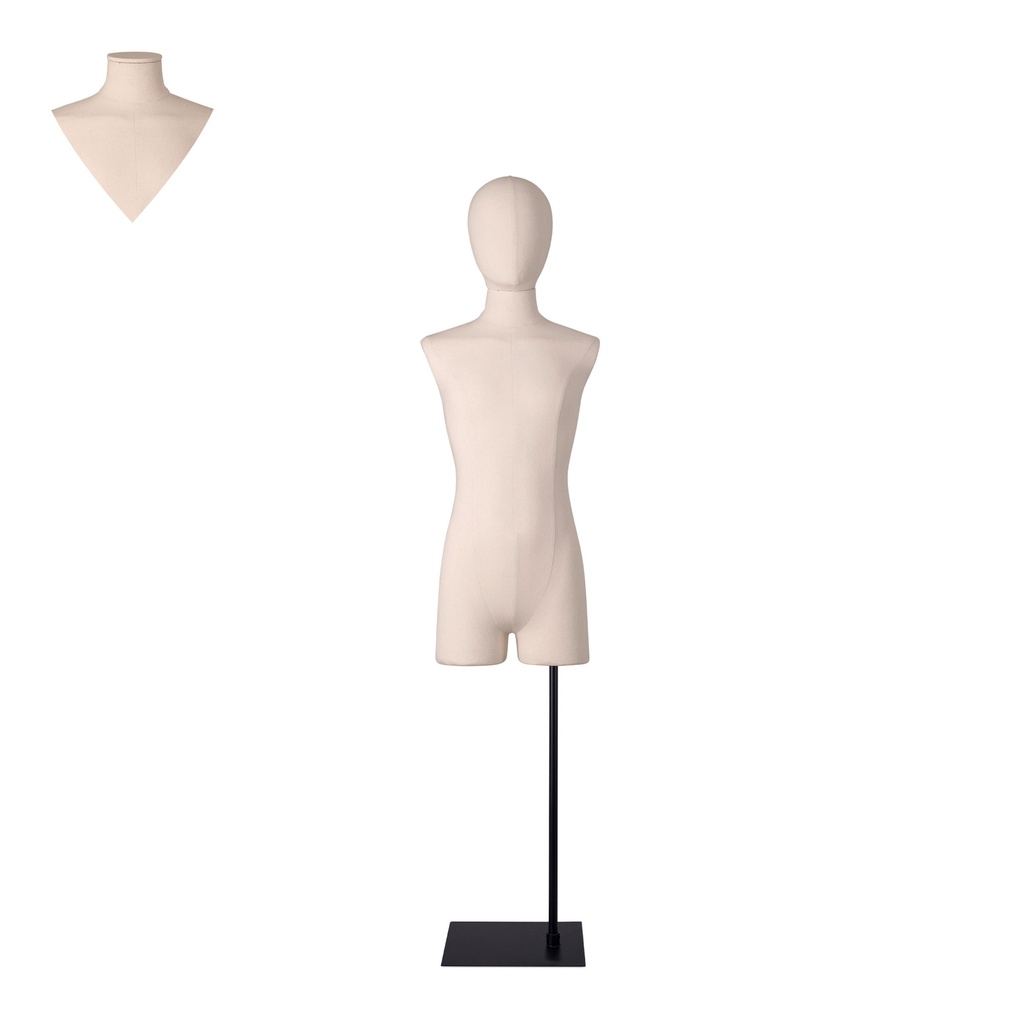 BINK - For rent, child dressform with legs ecru - 12 years on  a black stand