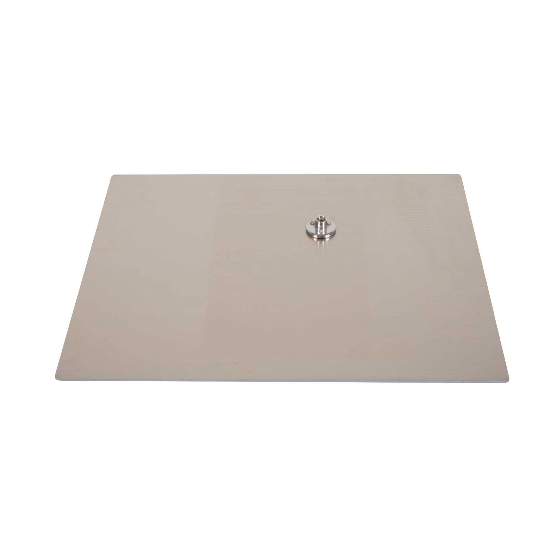 Rectangular base for adult window mannequin, brushed stainless steel