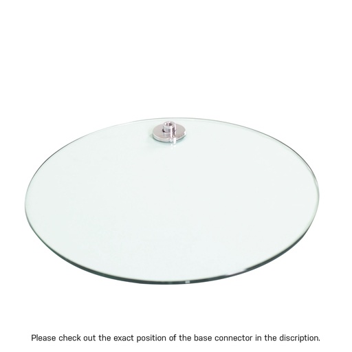 Round tempered glass base, dia 42 cm, M12 connector in chromed steel