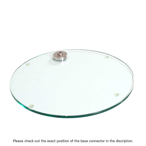 Round tempered glass base, dia 42 cm, M12 connector in nickel steel