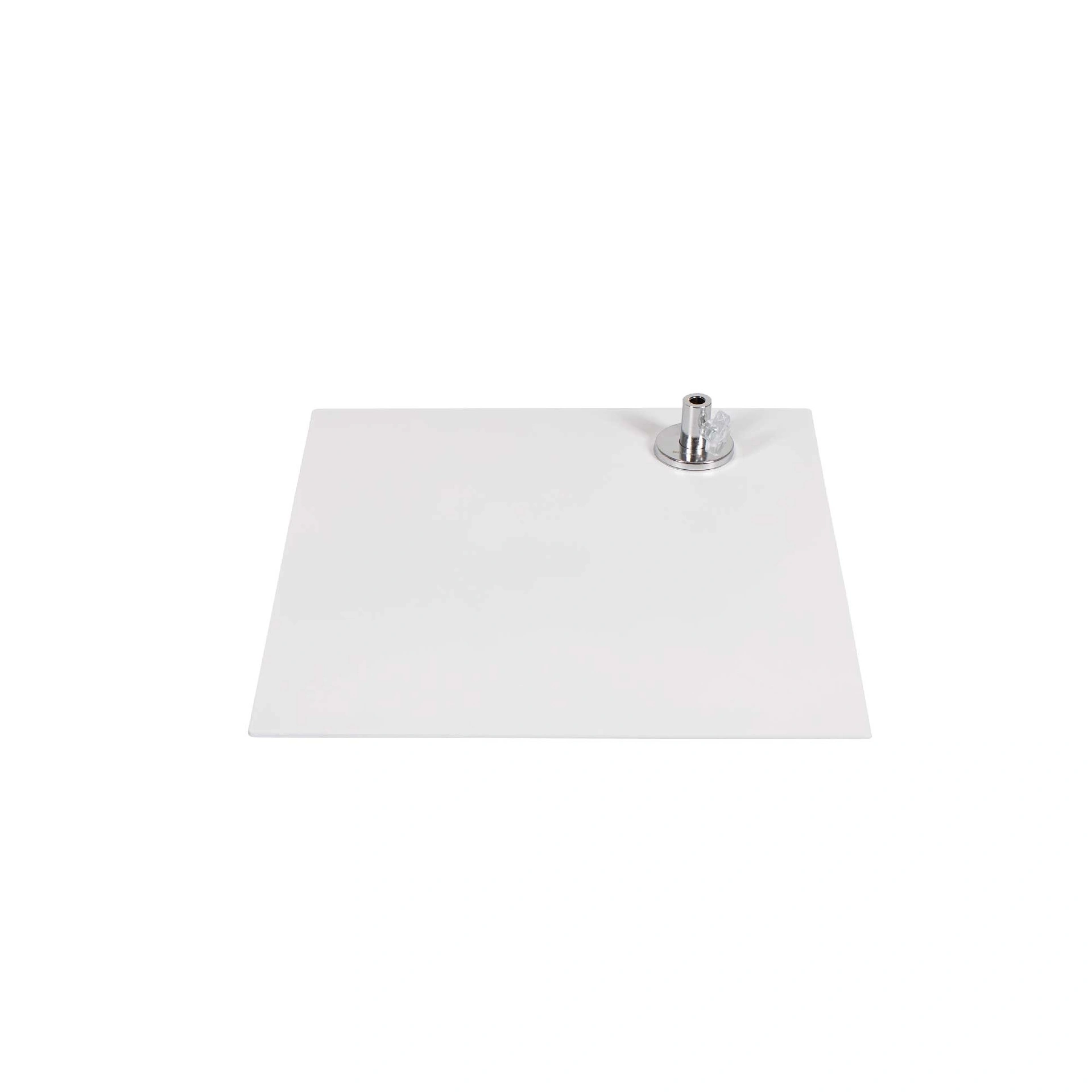 Base cuadrada 35x35 cm, acero con recubrimiento en polvo blanco, conector de pantorrilla incluido
