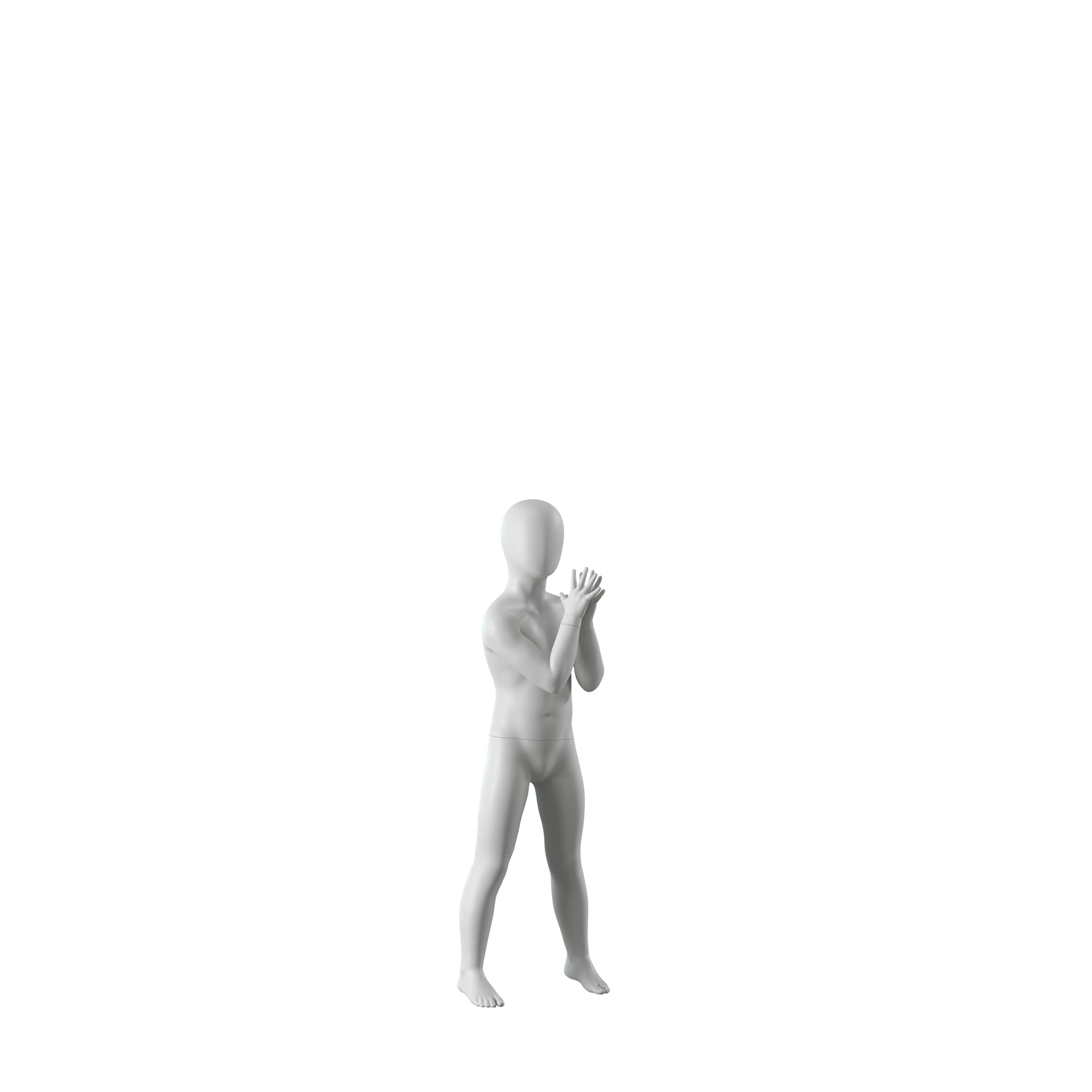 BINK - Abstract grey child mannequin, with abstract head, 4 years, glass base, pose C201