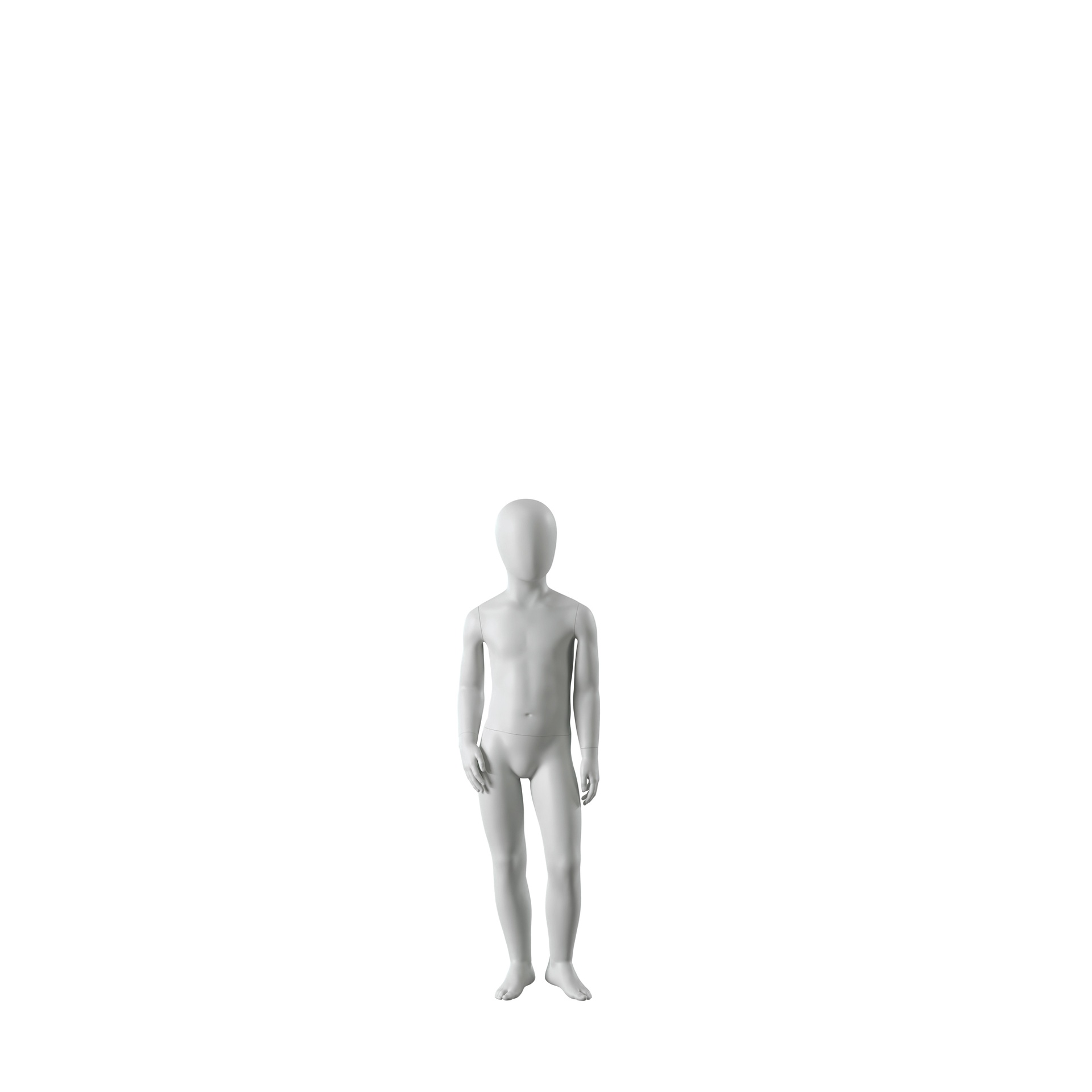 BINK - Abstract grey child mannequin, with abstract head, 4 years, glass base, pose C202