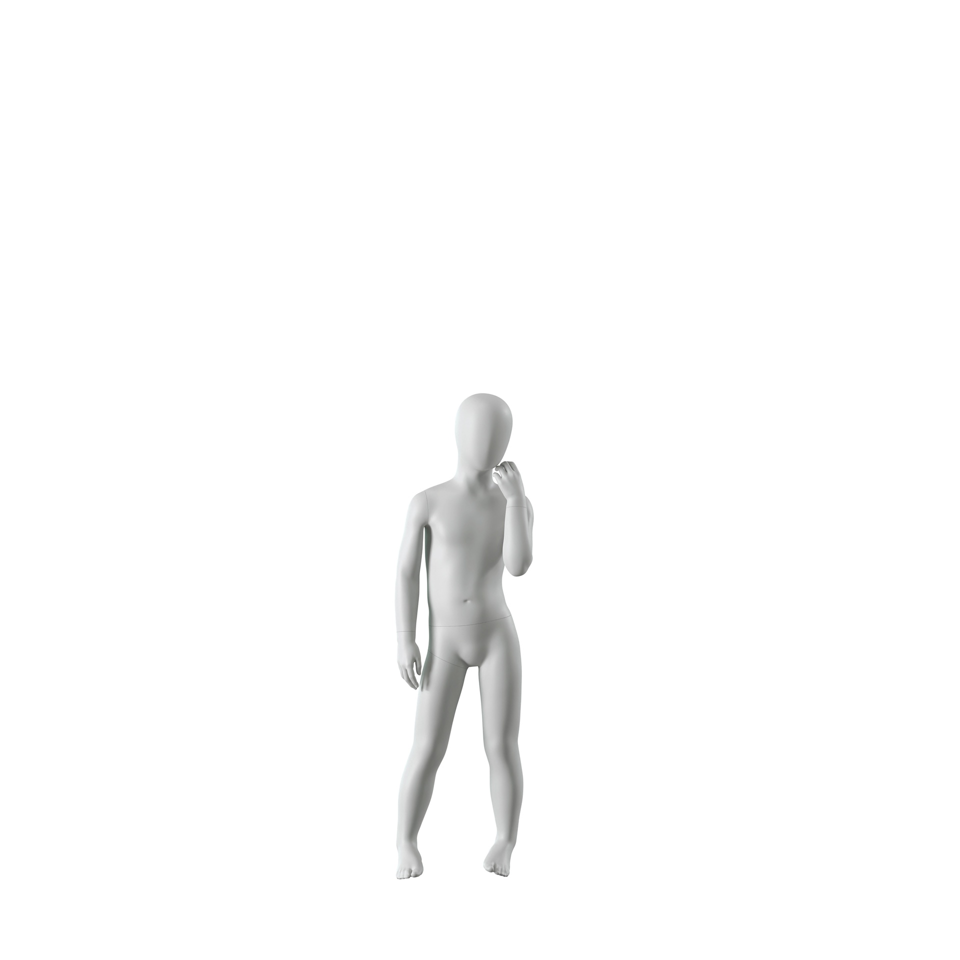 BINK - Abstract grey child mannequin, with abstract head, 6 years, glass base, pose C204