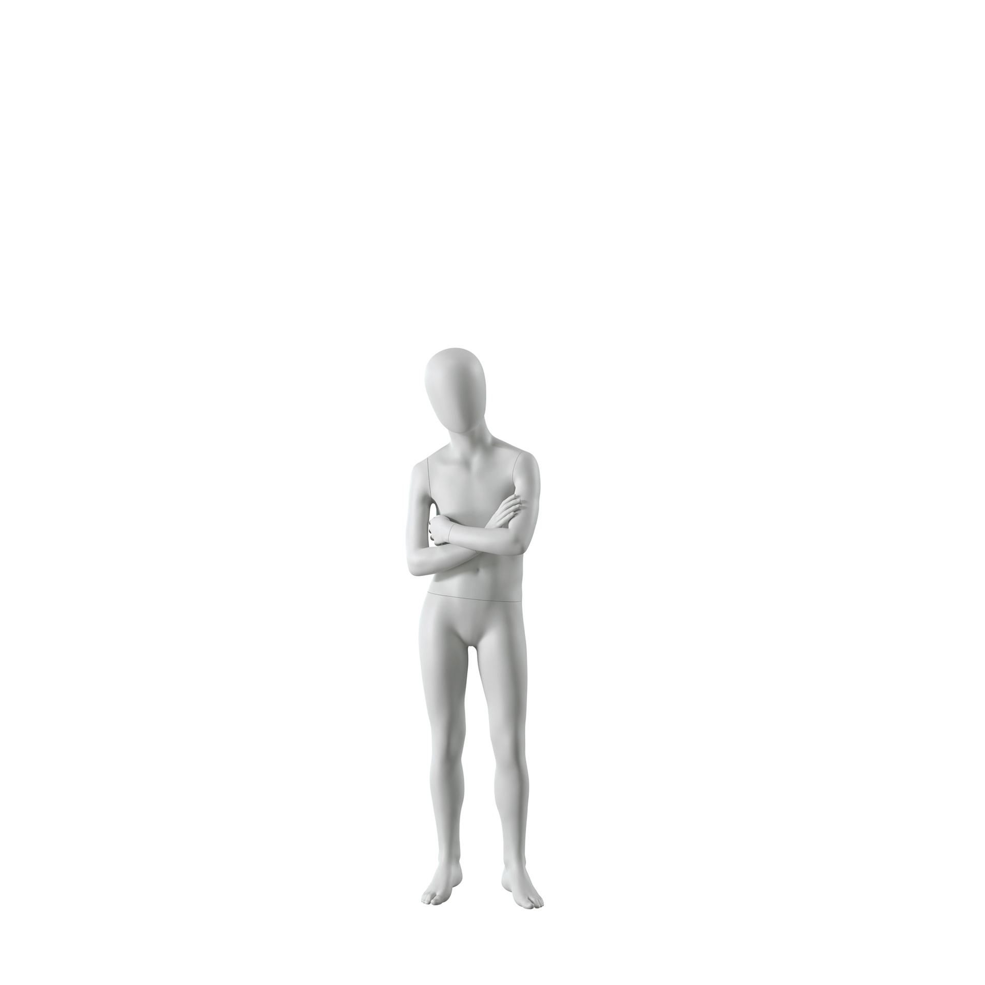 BINK - Abstract grey child mannequin, with abstract head, 8 years, glass base, pose C205