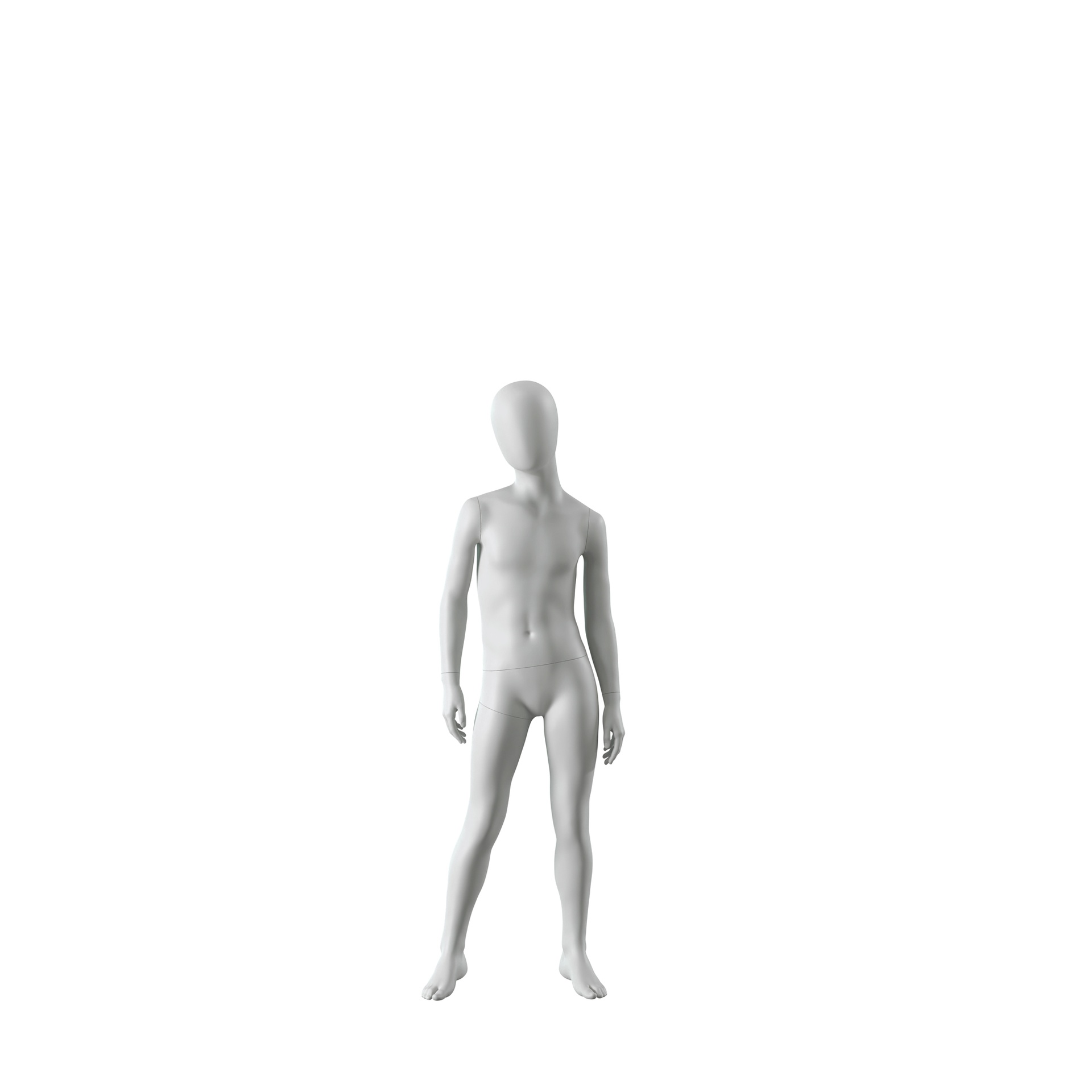 BINK - Abstract grey child mannequin, with abstract head, 8 years, glass base, pose C206