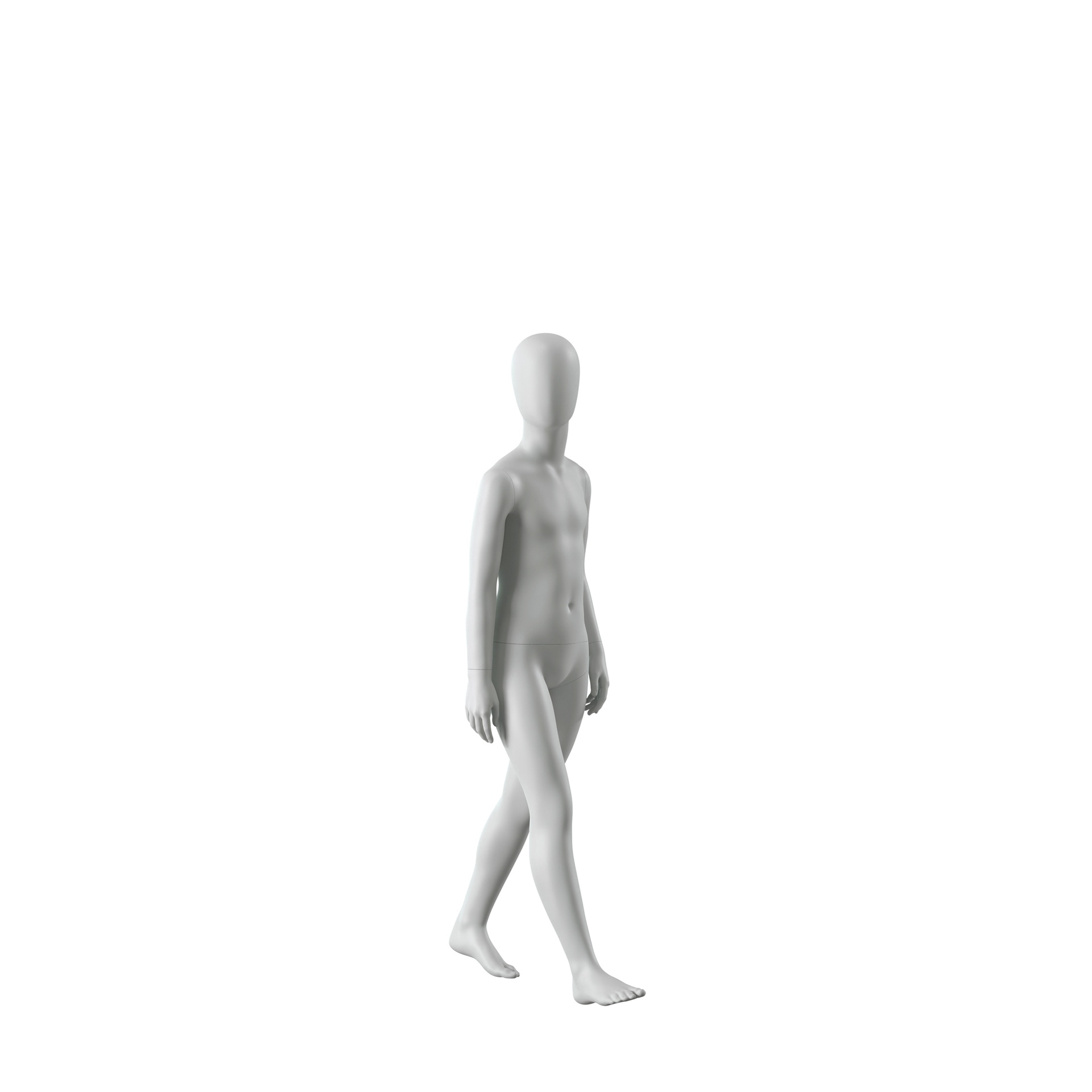 BINK - Abstract grey child mannequin, with abstract head, 10 years, glass base, pose C207