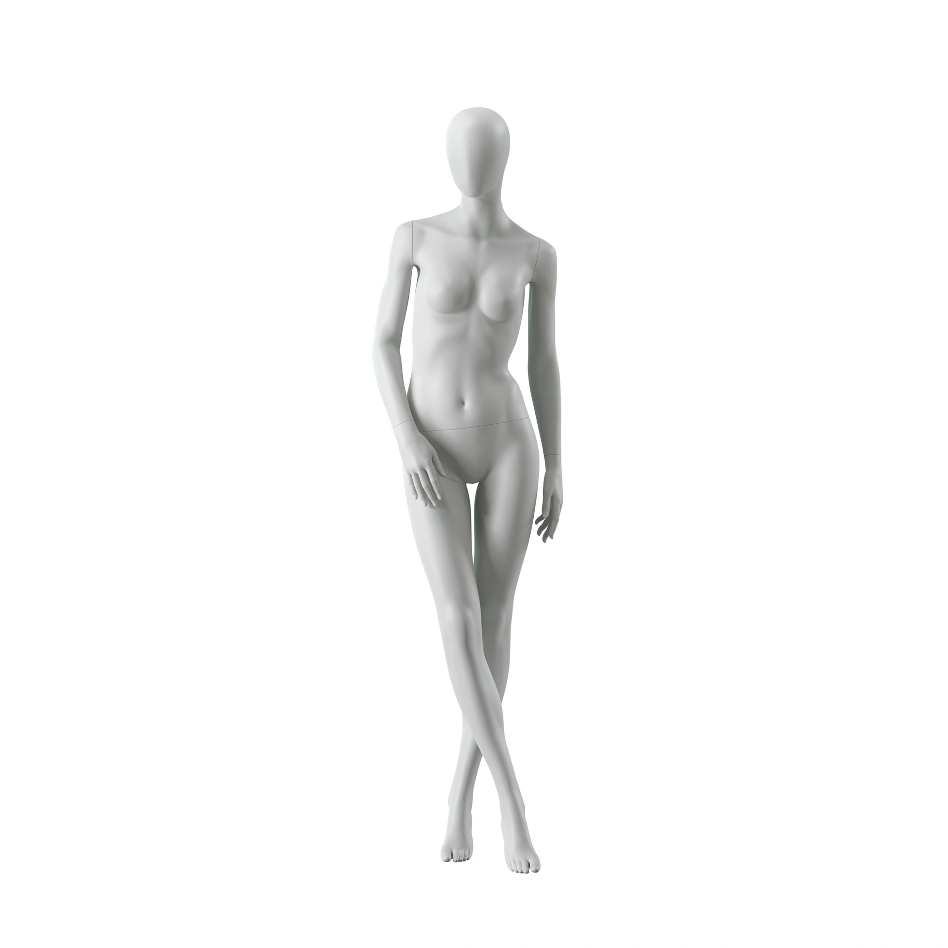 BINK - Abstract grey female mannequin, with abstract head, glass base, pose F001