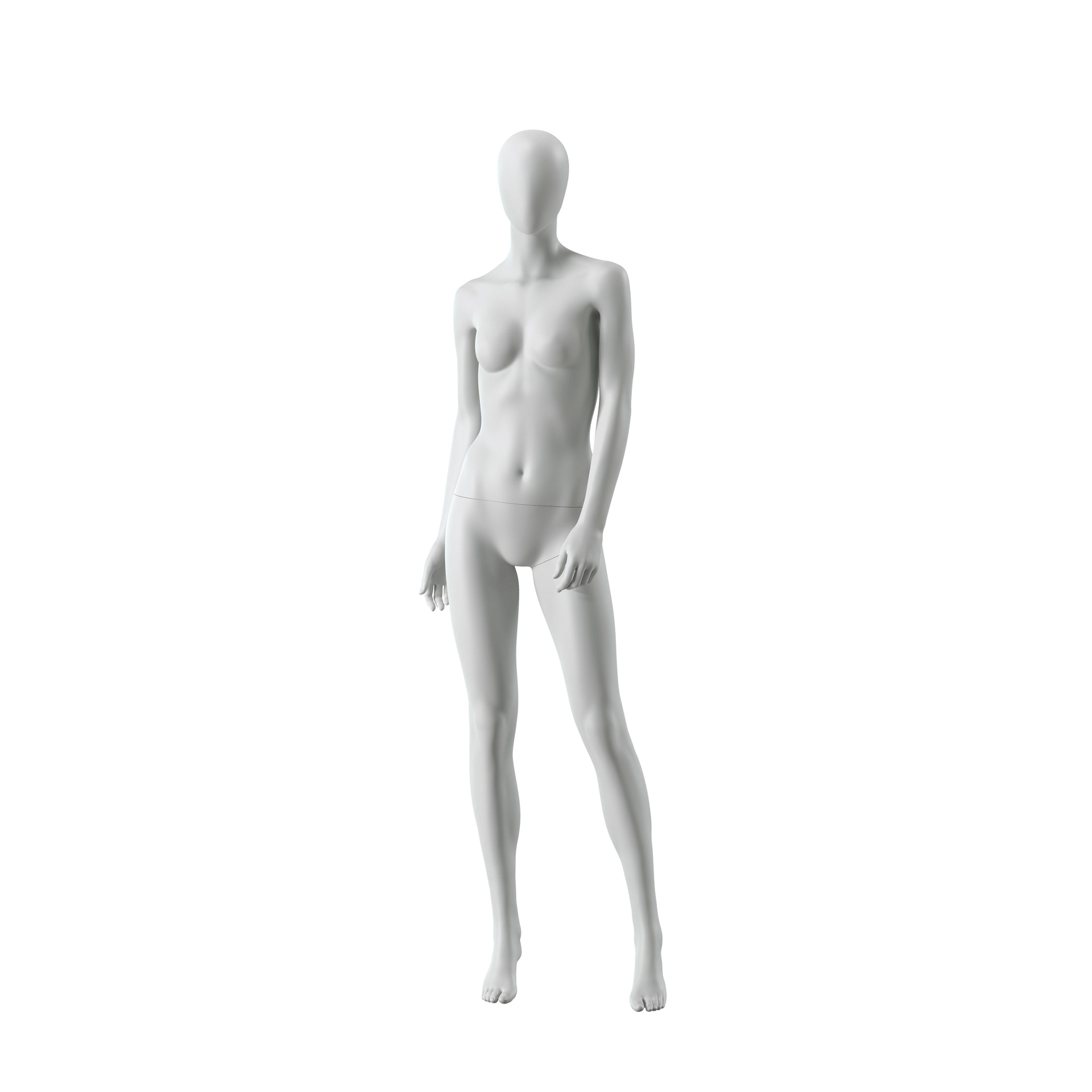 BINK - Abstract grey female mannequin, with abstract head, glass base, pose F003
