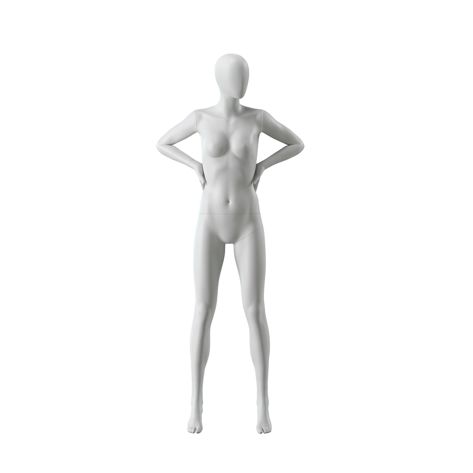 BINK - Abstract grey female mannequin, with abstract head, glass base, pose F004