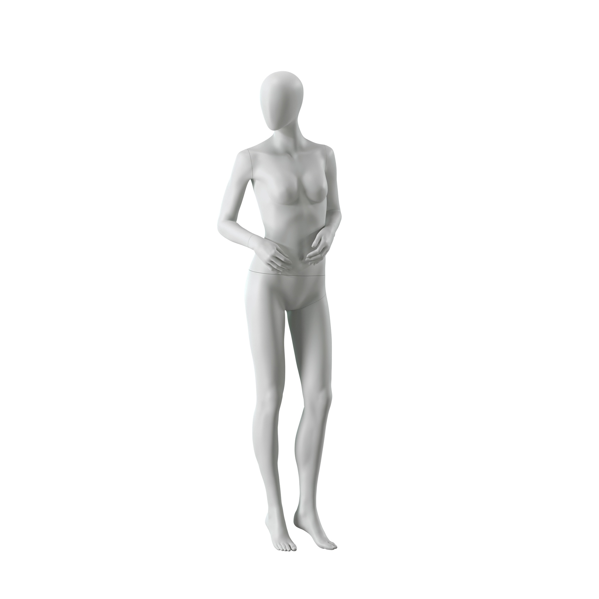 BINK - Abstract grey female mannequin, with abstract head, glass base, pose F006