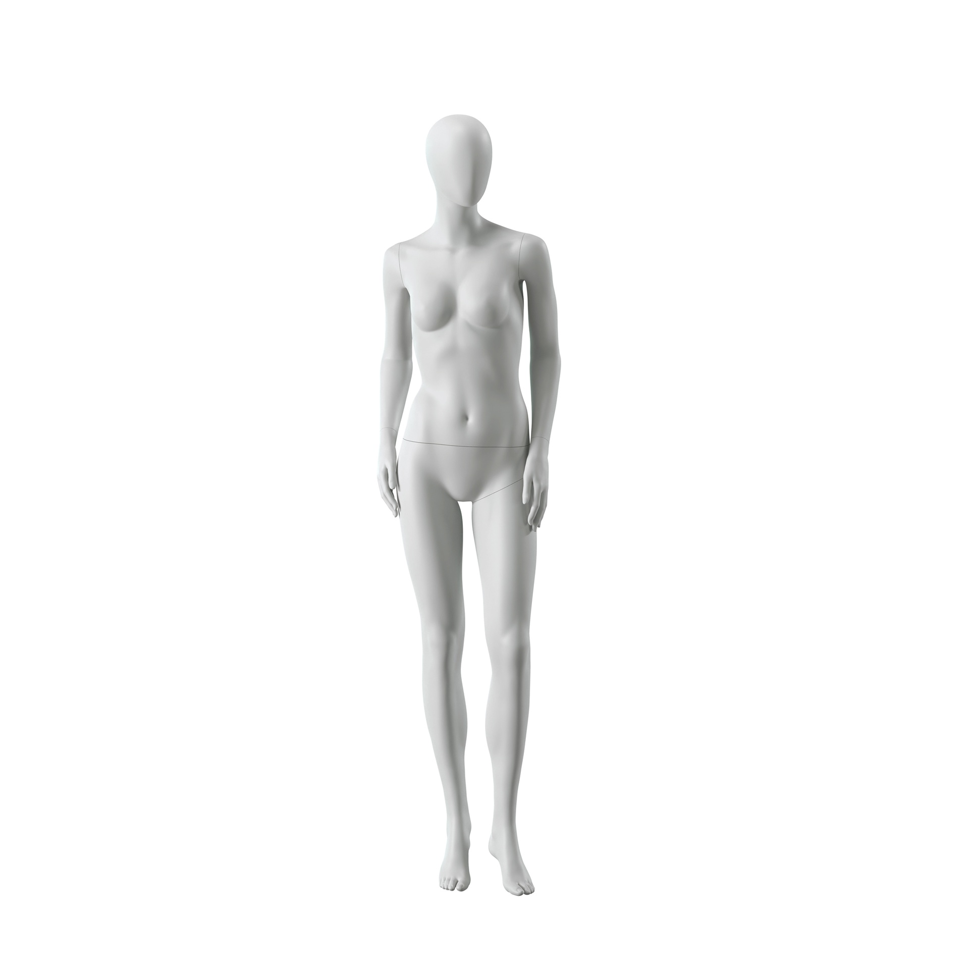 BINK - Abstract grey female mannequin, with abstract head, glass base, pose F007