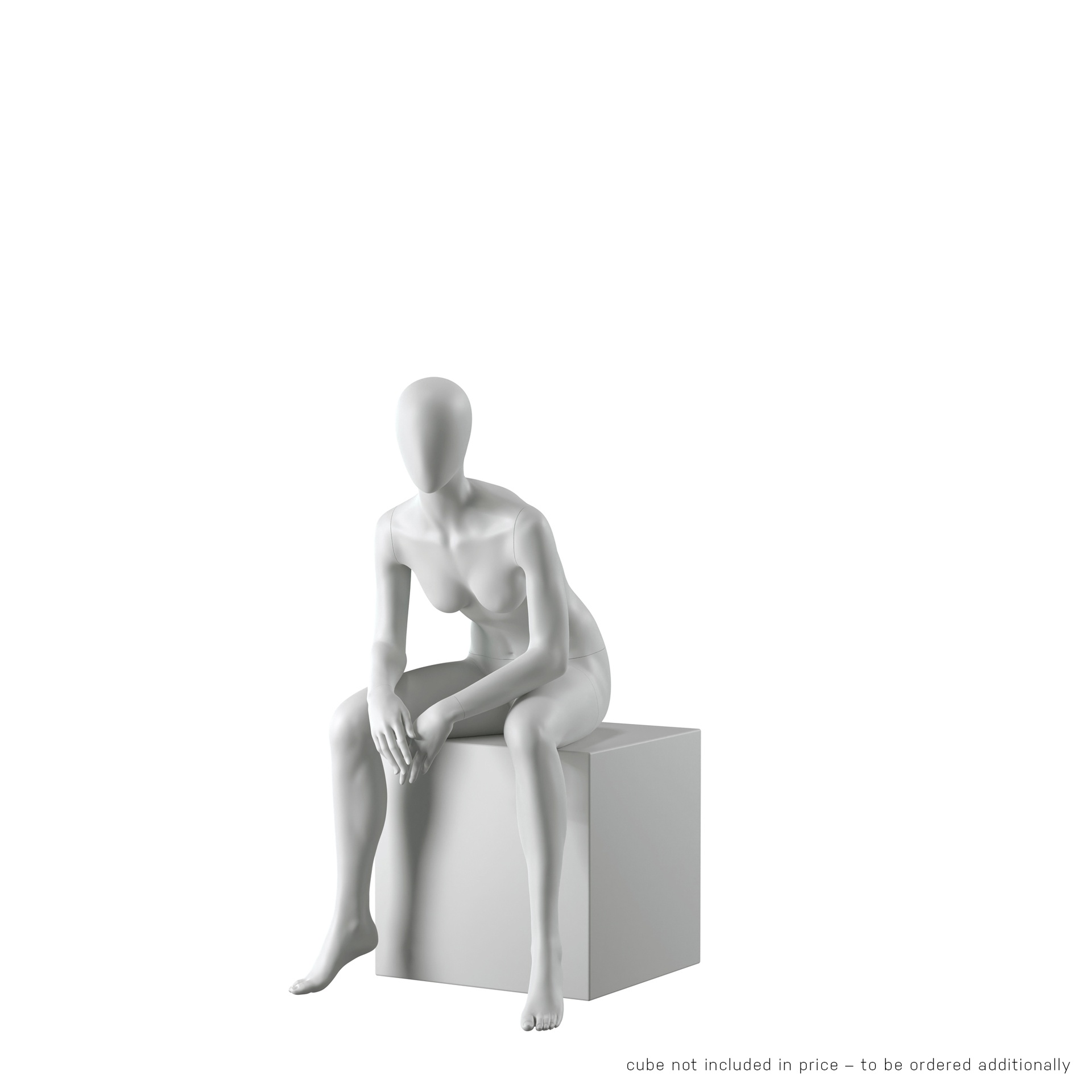 BINK - Abstract grey female mannequin, with abstract head, glass base, pose F010