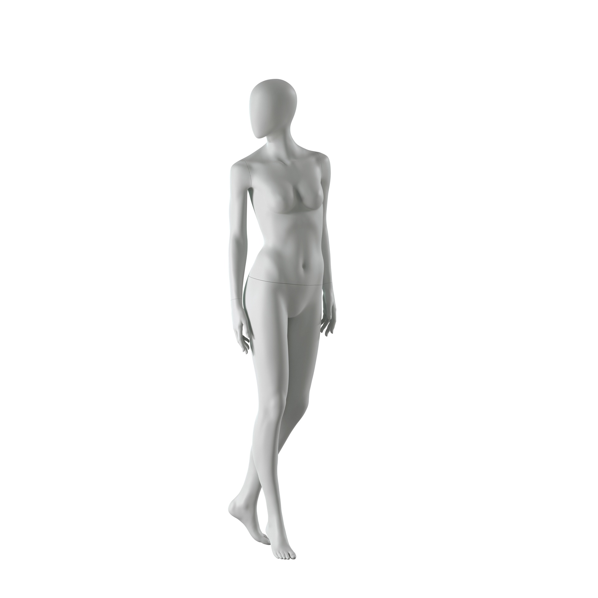 BINK - Abstract grey female mannequin, with abstract head, glass base, pose F013