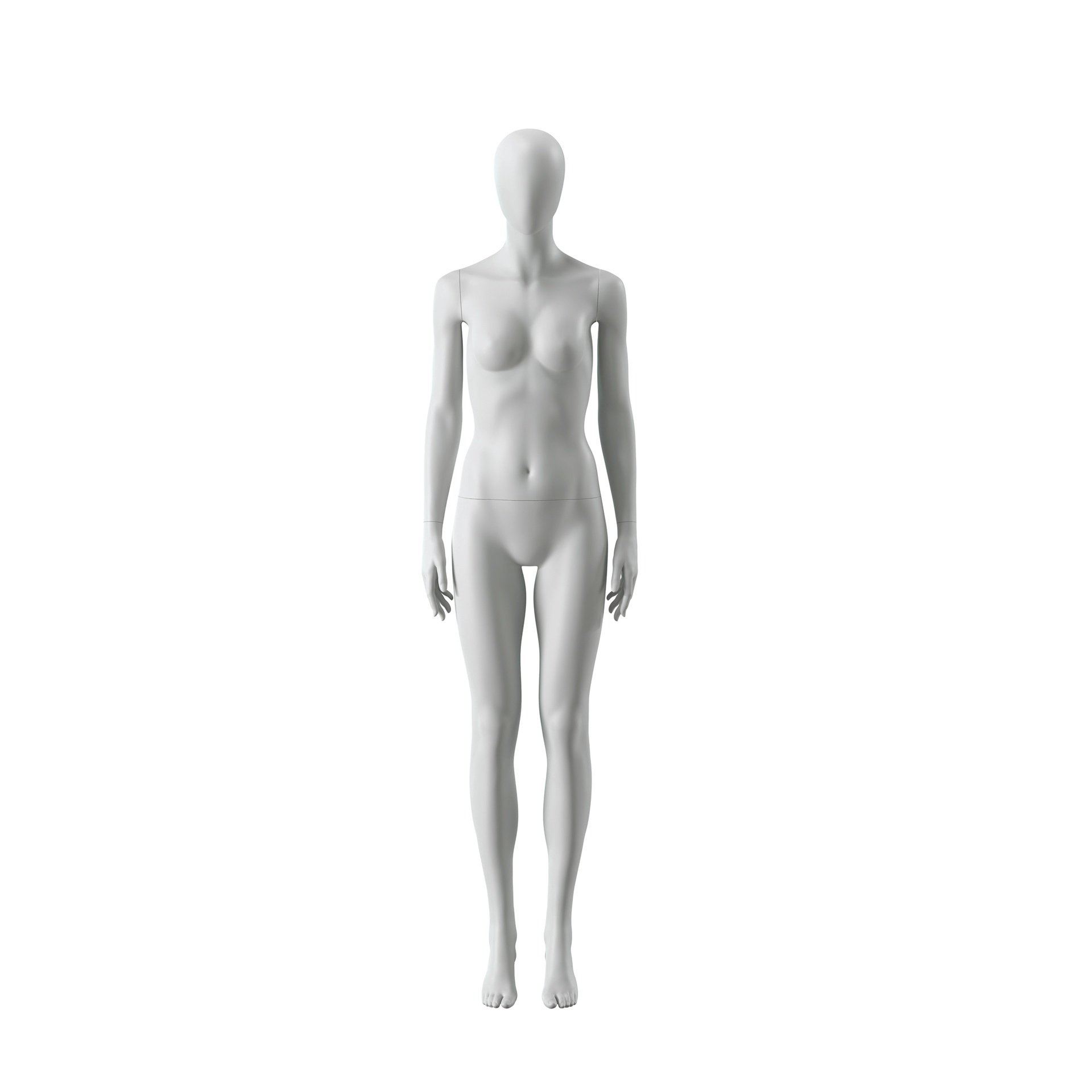 BINK - Abstract grey female mannequin, with abstract head, glass base, pose F014