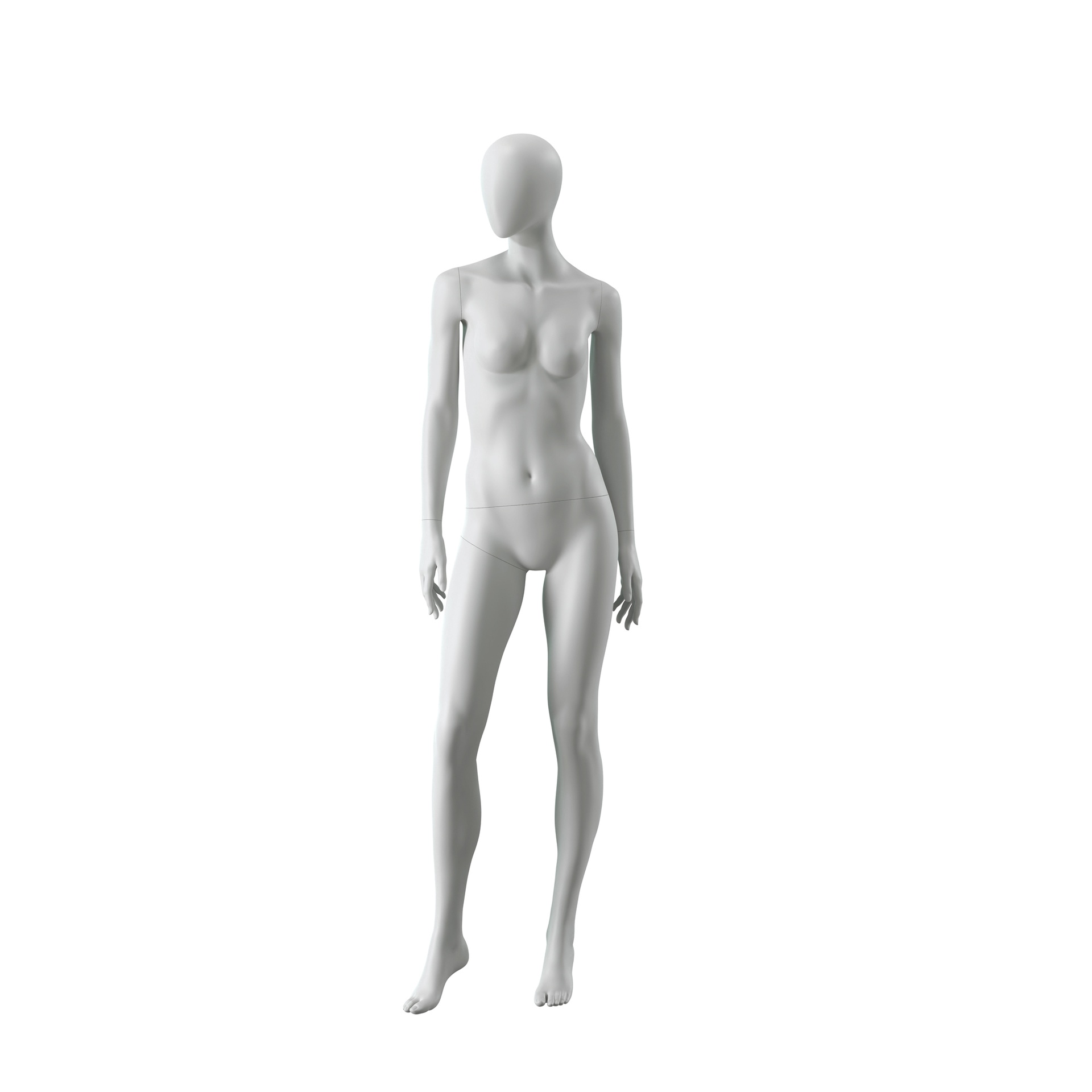 BINK - Abstract grey female mannequin, with abstract head, glass base, pose F016