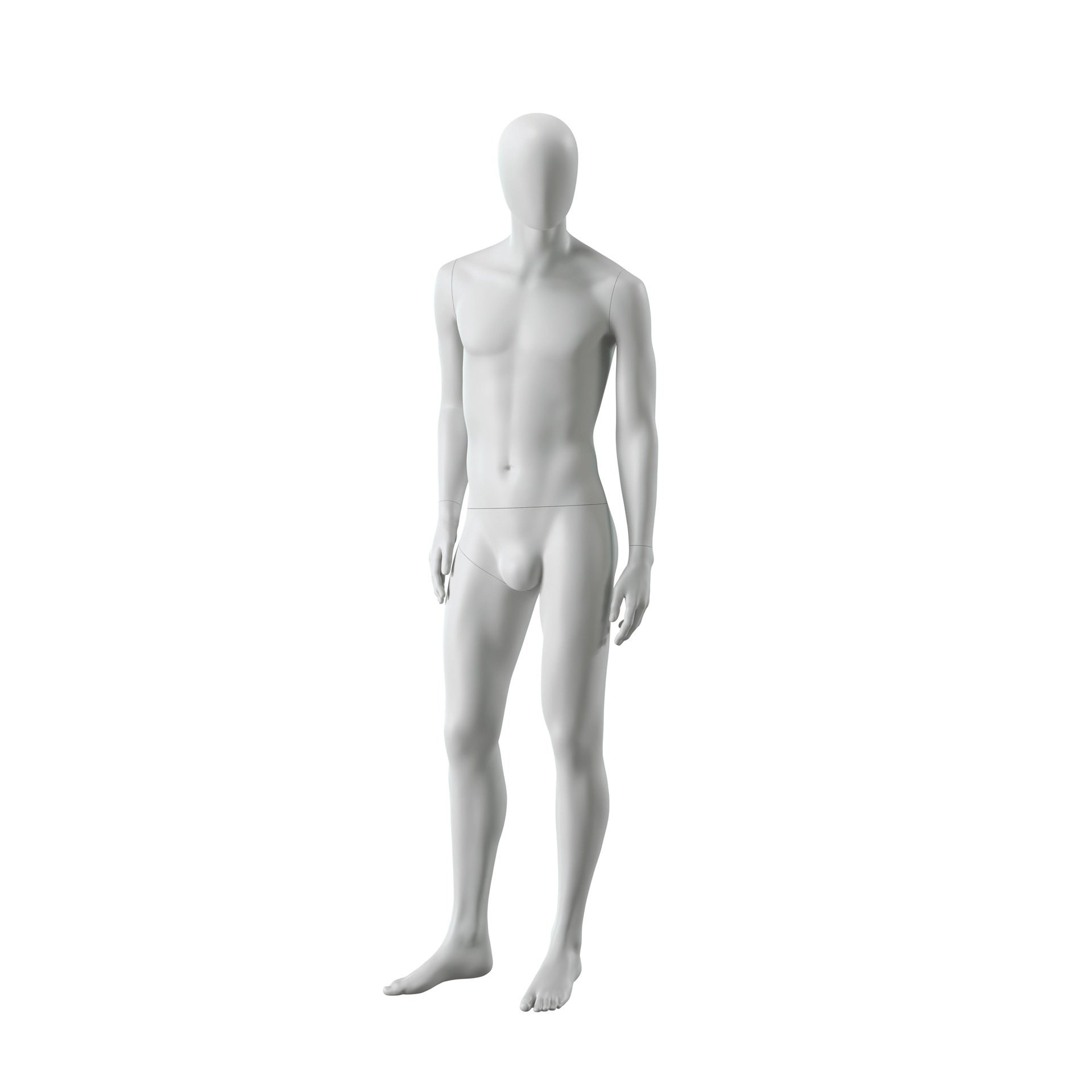BINK - Abstract grey male mannequin, with abstract head, glass base, pose M102