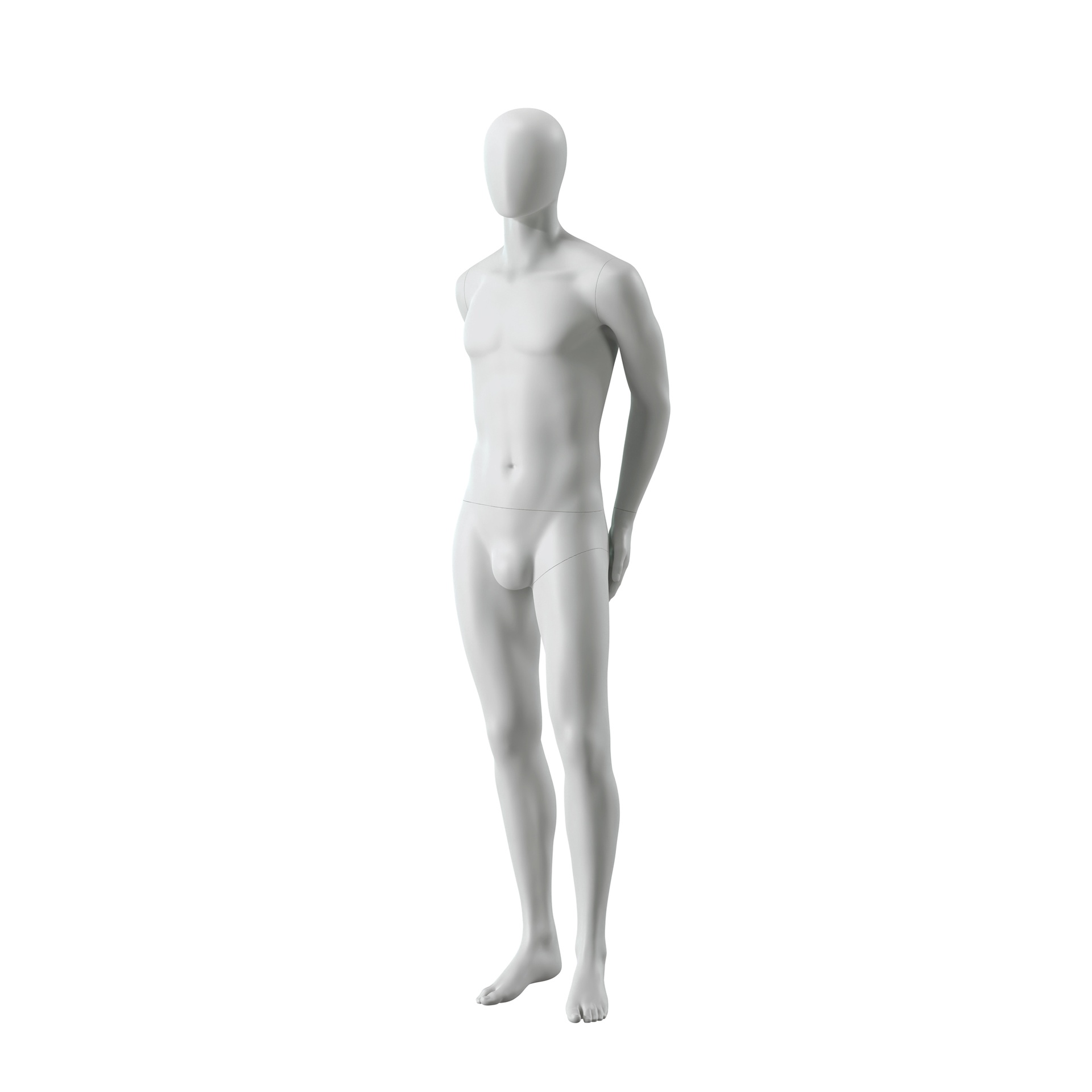BINK - Abstract grey male mannequin, with abstract head, glass base, pose M104
