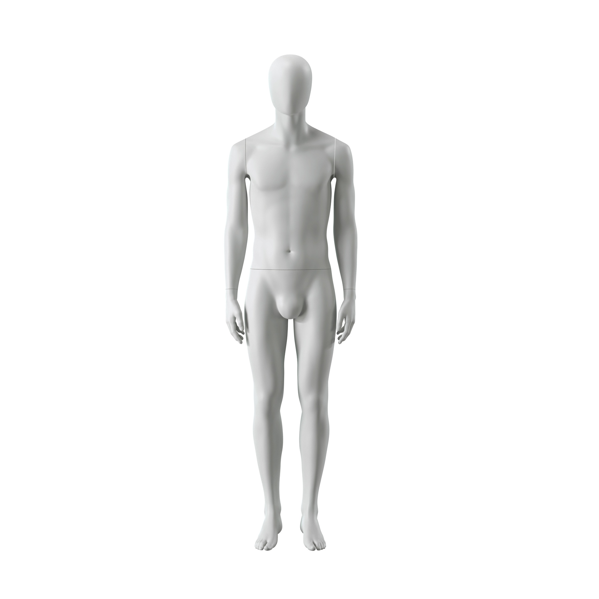 BINK - Abstract grey male mannequin, with abstract head, glass base, pose M108