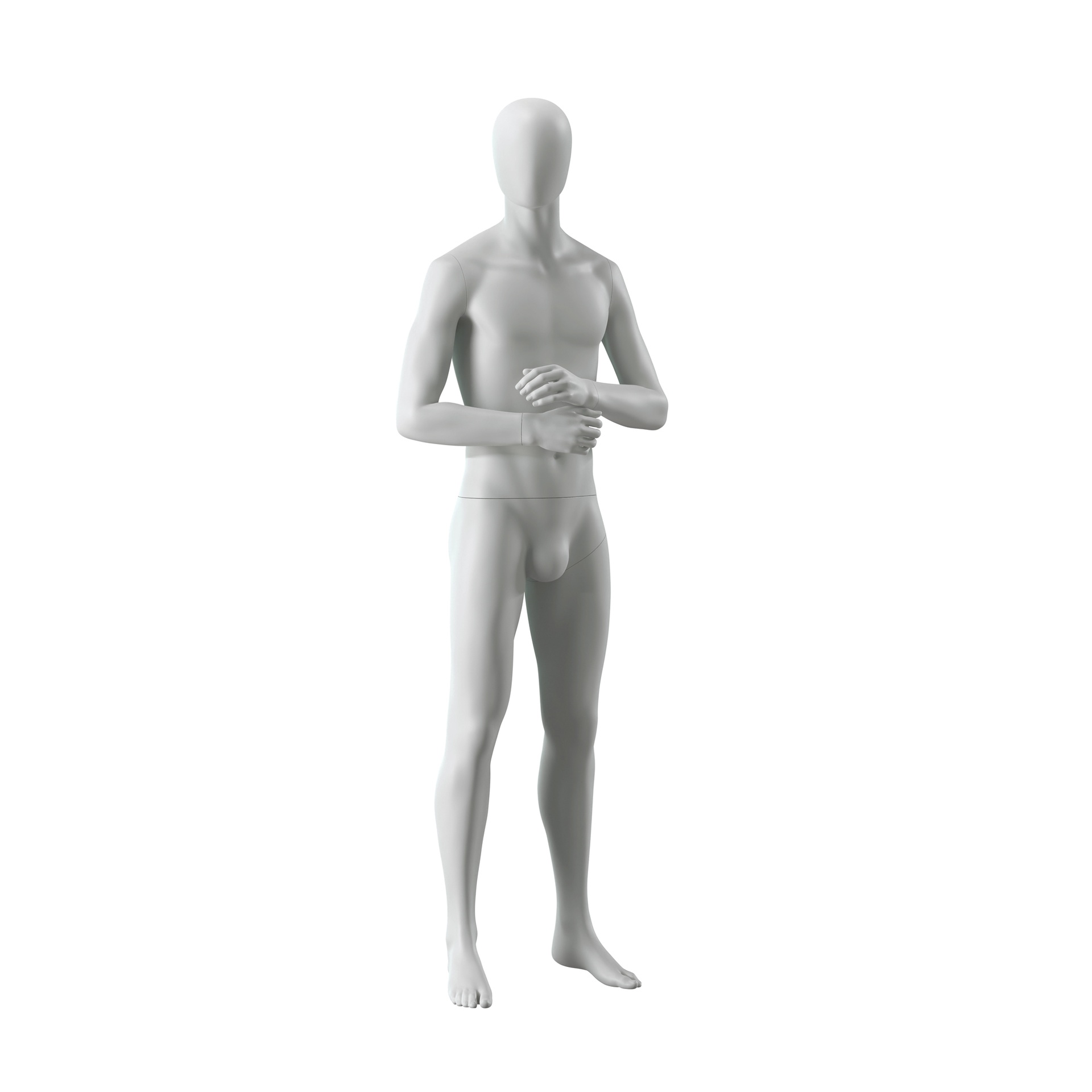BINK - Abstract grey male mannequin, with abstract head, glass base, pose M109