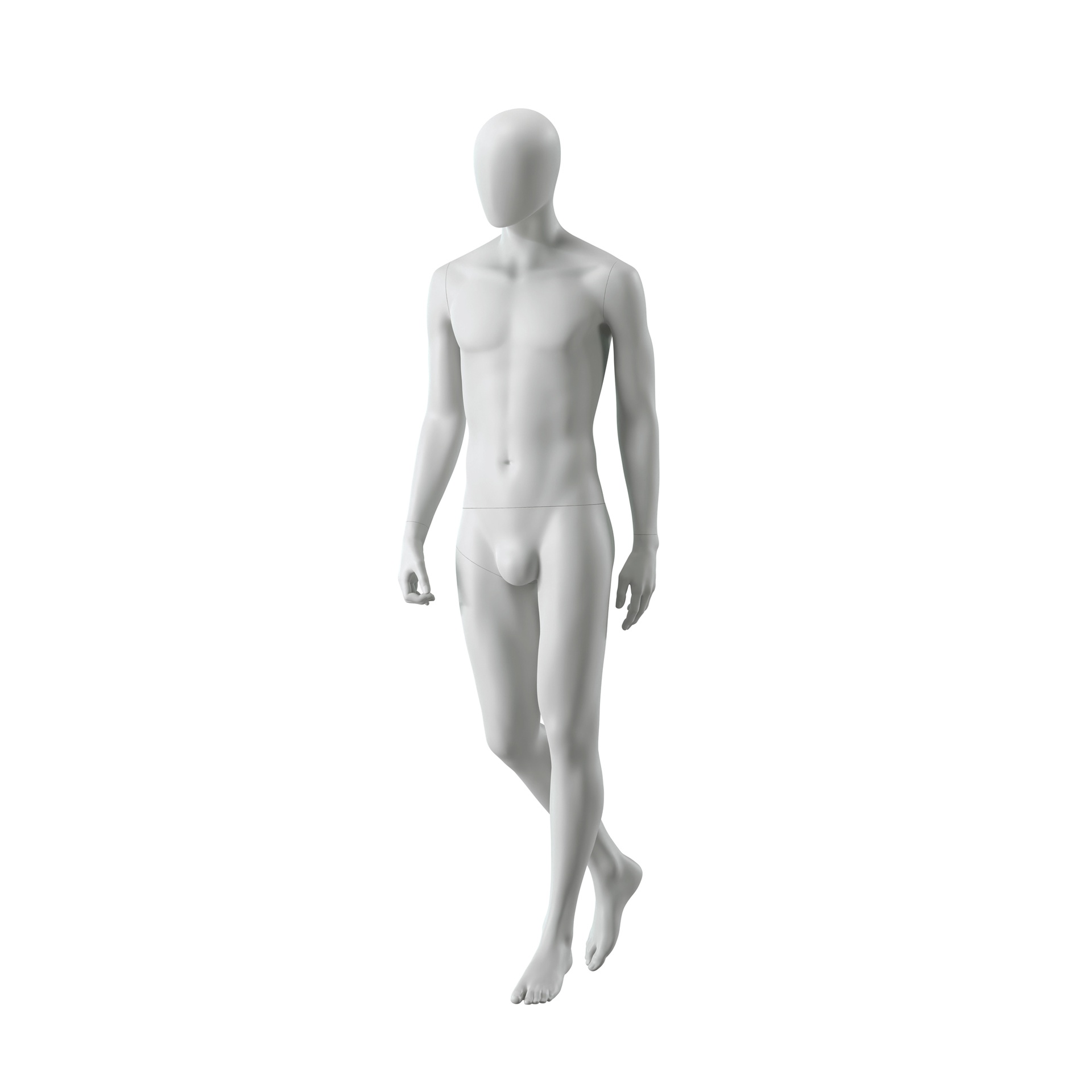 BINK - Abstract grey male mannequin, with abstract head, glass base, pose M110