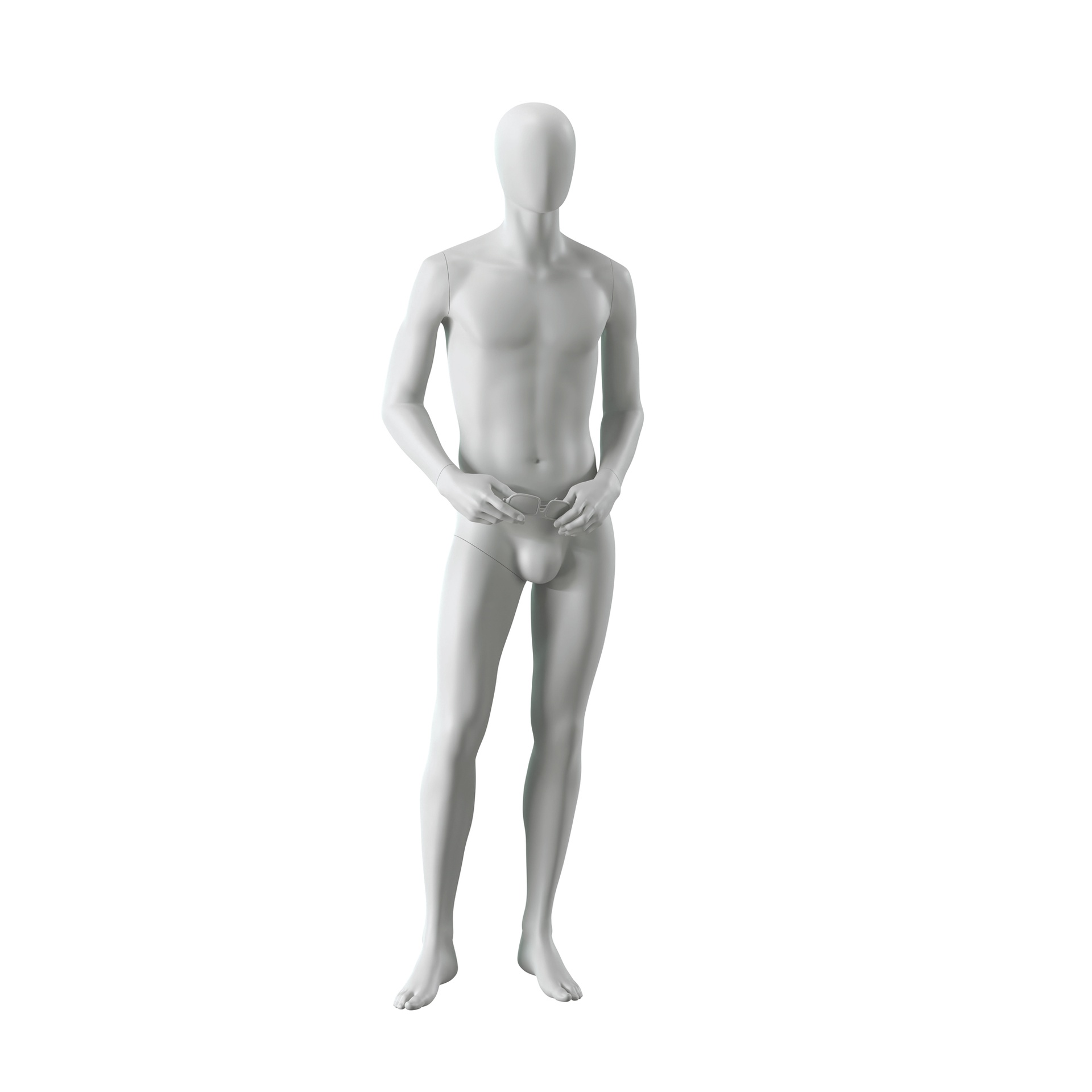 BINK - Abstract grey male mannequin, with abstract head, glass base, pose M111