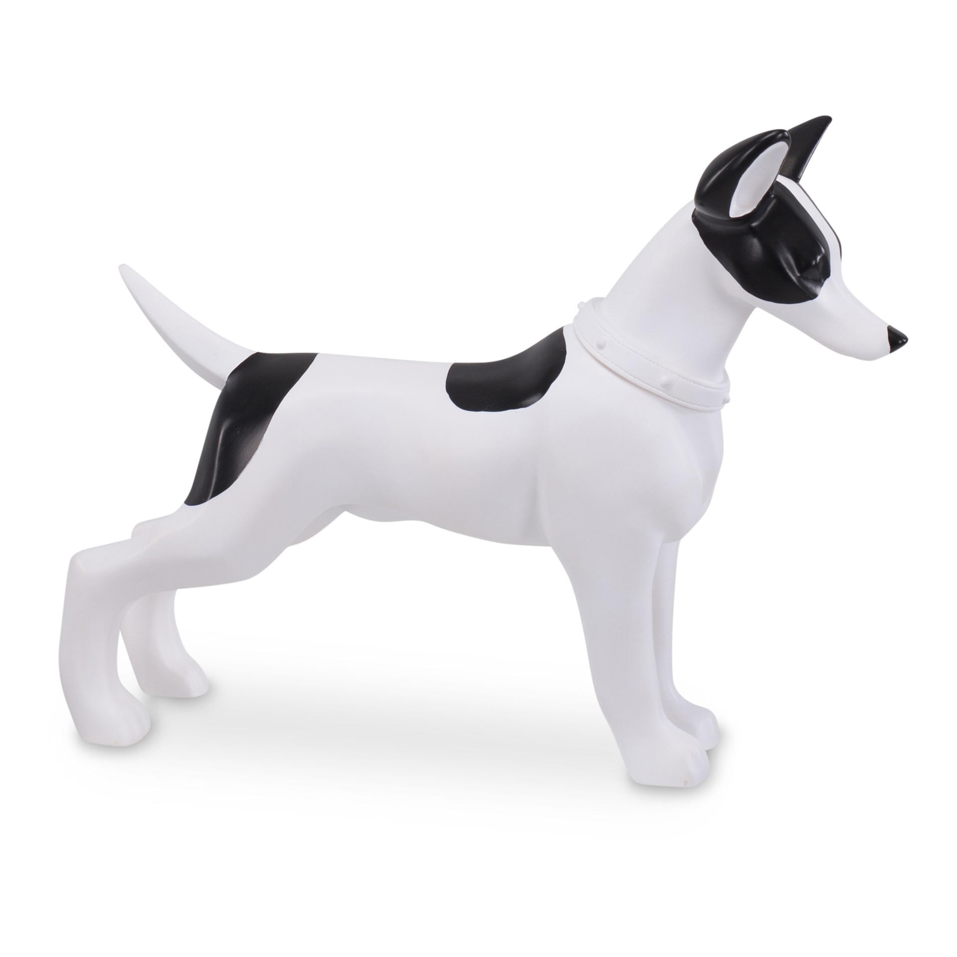 BINK - Dog mannequin display, prop, plastic, white color with black spots, standing pose