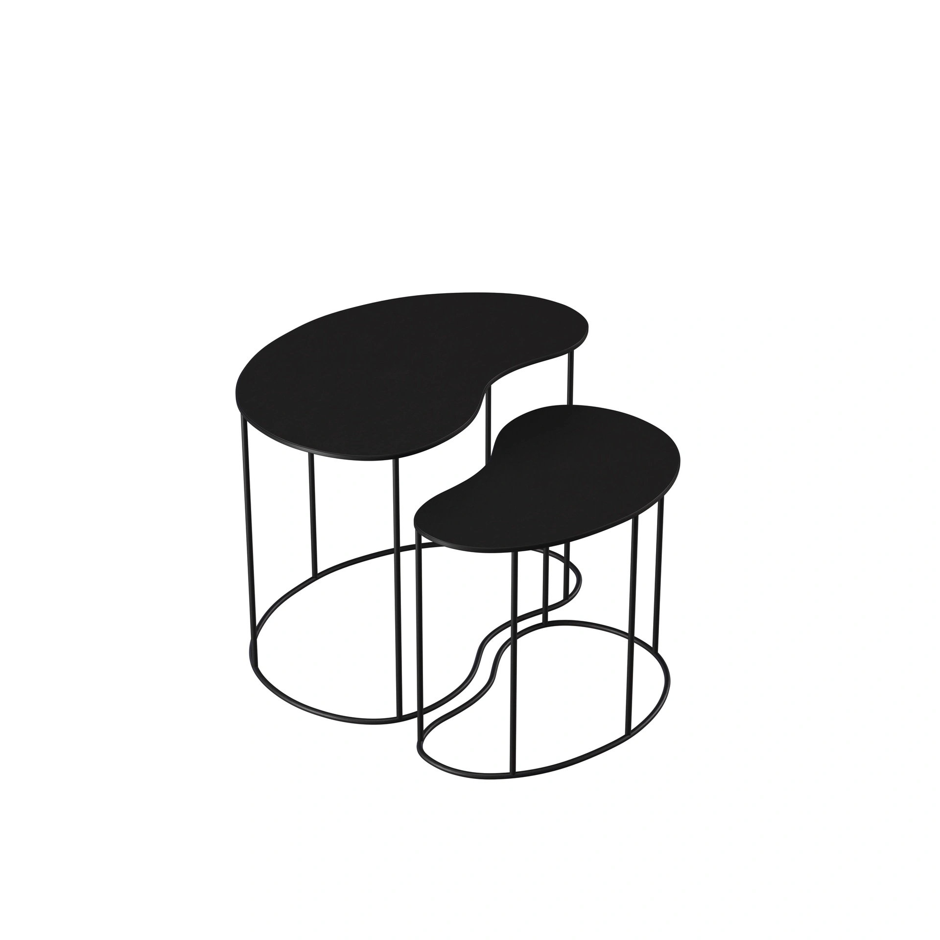 BINK - Conjunto de 2 mesas auxiliares, acero, negro