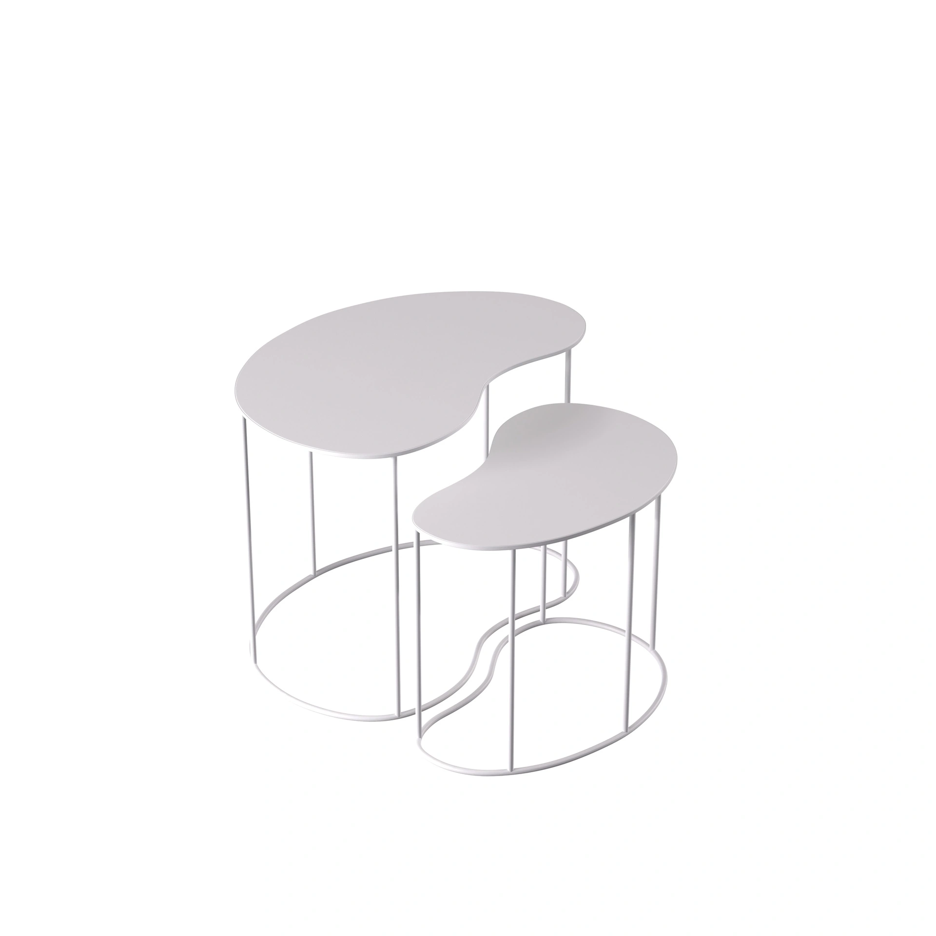 BINK - Set of 2 side tables, white powder-coated metal